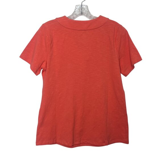 D&Co Essentials VNeck Short Sleeve Tshirt Womens SP Small Petite Peach New WOT - Picture 2 of 7